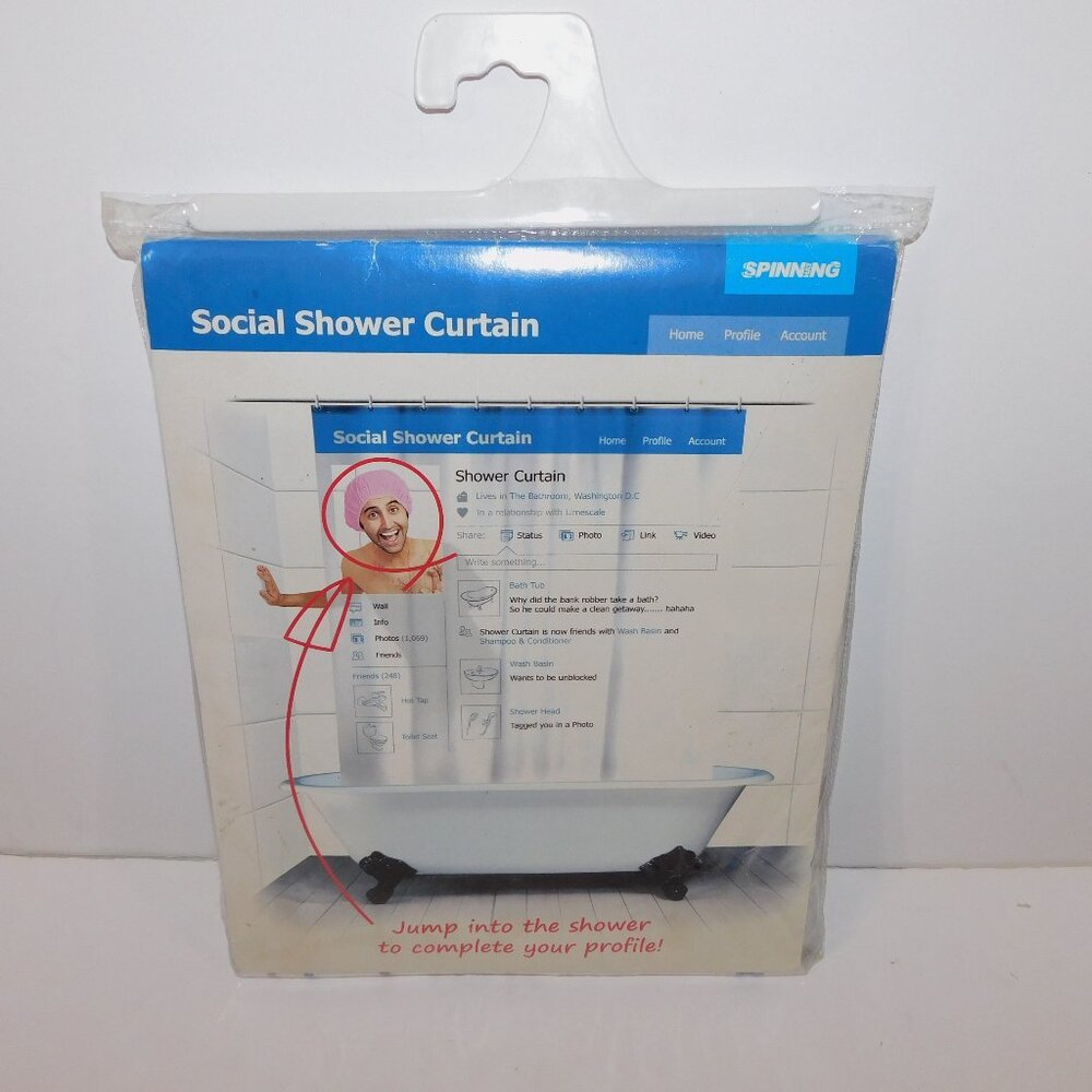 Social Media Profile Shower Curtain New in Package
